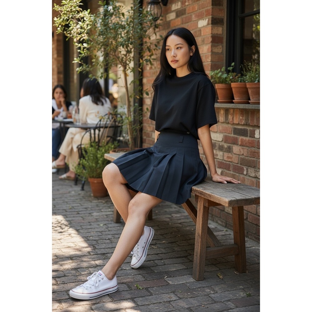 US Women High Waist A Line Skater Mini Skirt Pleated Short School Skirt Dress  M